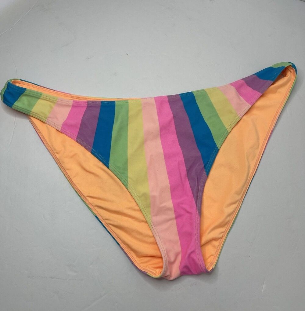 Show Me Your Mumu Women's XL Rainbow Striped Swim Suit Bottom